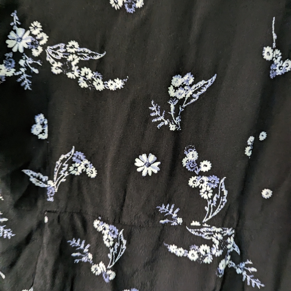 WHO WHAT WEAR Zipper Front Black Floral Print Dress XL - Picture 9 of 9